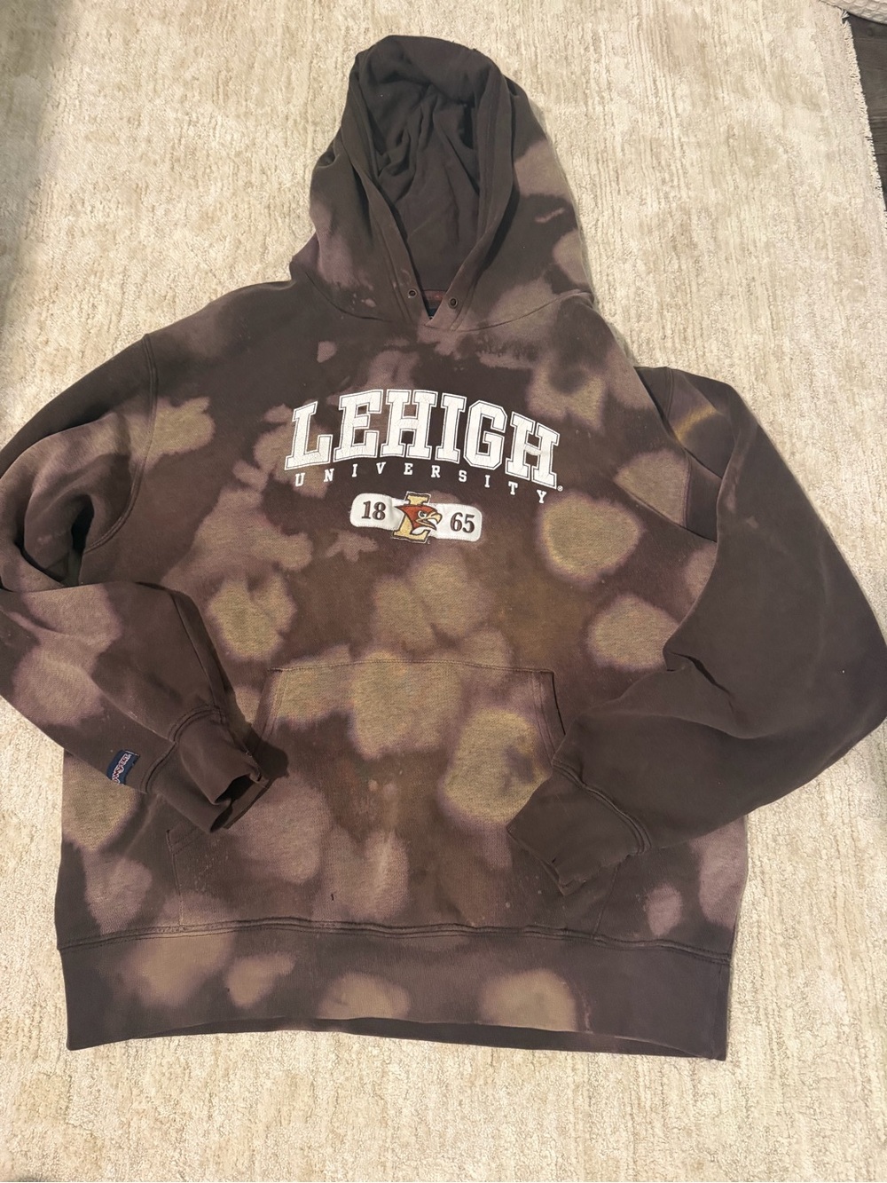 Lehigh Brown Tie-Dye Hoodie Sweatshirt Size medium